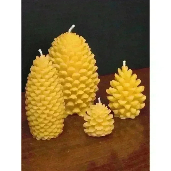 Handmade Beeswax Candle - Pine Cone Group  of 4 - Picture 4 of 5